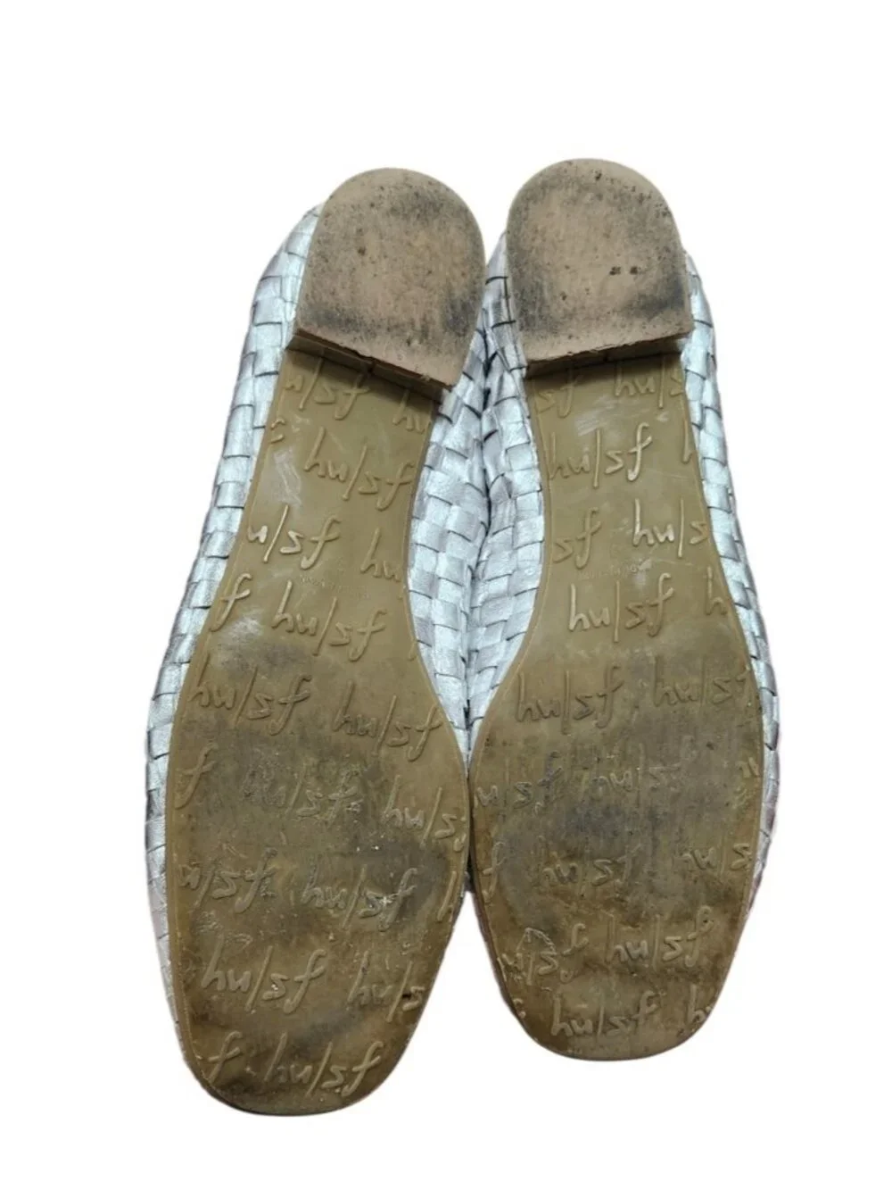 FS/NY French Sole Silver Woven Leather Ballet Flats Women's Size 9 Slip On